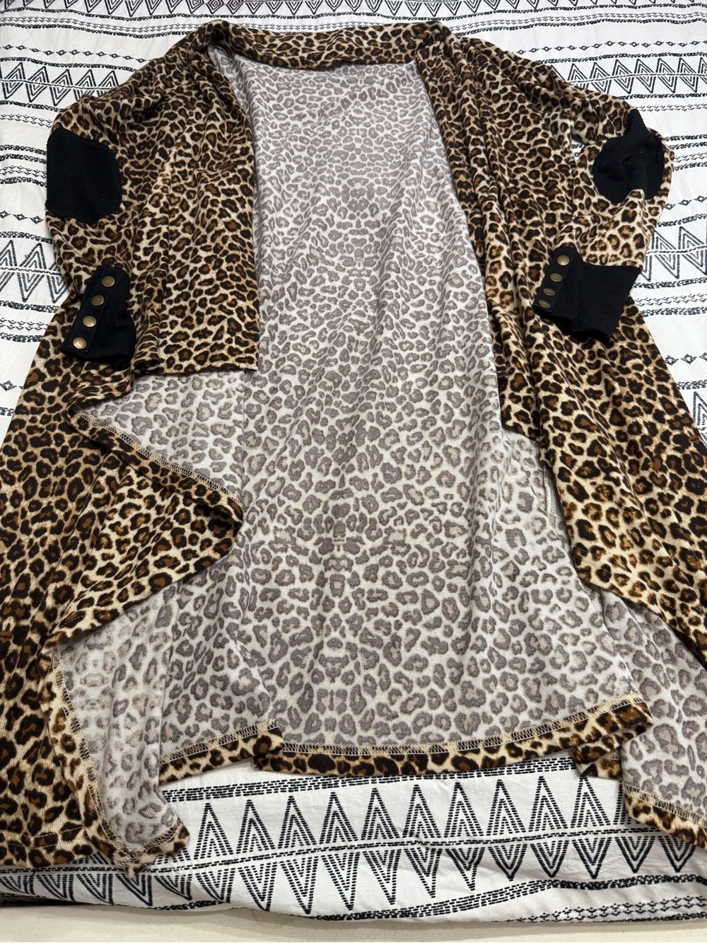 Leopard Print Open-Front Cardigan - Brown